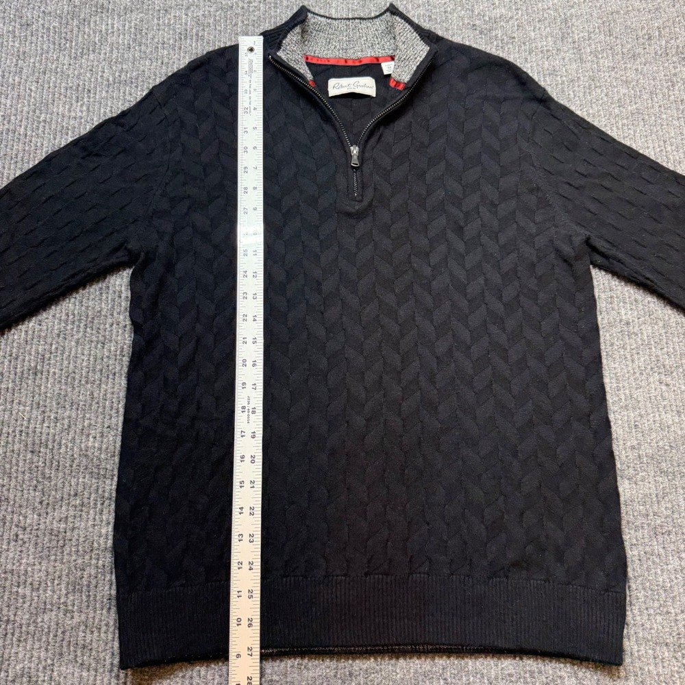 Robert Graham Wool Blend Black Cable Knit Quarter Zip Sweater Medium Luxe - Picture 4 of 12